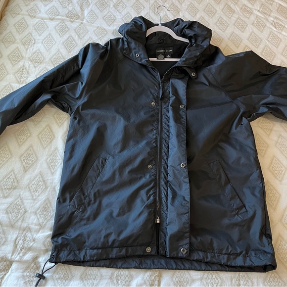 Geoffrey Beene Full Zip Snap Up Hooded Lightweight Windbreaker Black Size Medium - Picture 13 of 16